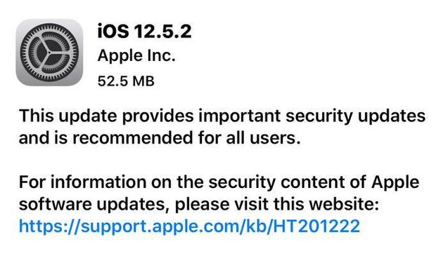 九龙坡苹果手机维修分享iOS12.5.2发布，建议所有老苹果用户安装 